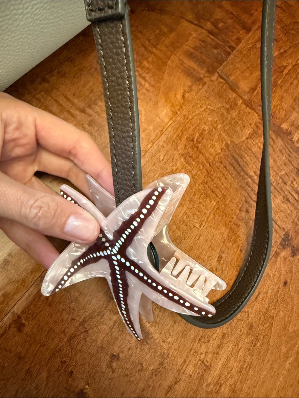 Cream and Brown Pebbled Faux Leather Shoulder Bag - Picture 12 of 12